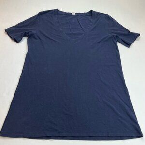 Lululemon Womens Size 6 Navy blue Short‎ Sleeve Shirt Athletic Athleisure V-Neck